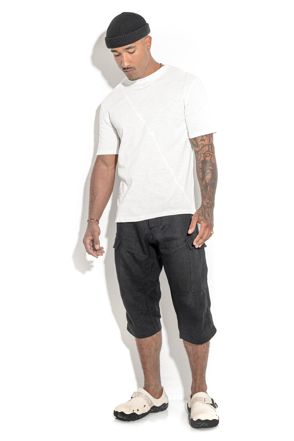 Natural White T-shirt with a geometric&nbsp;seam